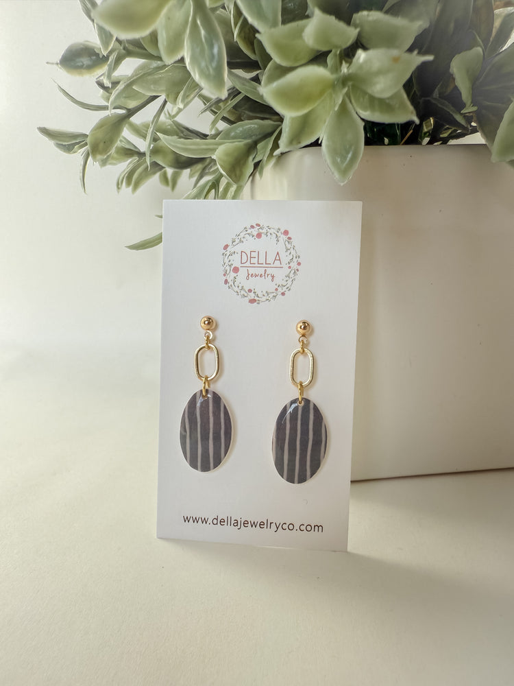 Resin Striped Oval Earrings