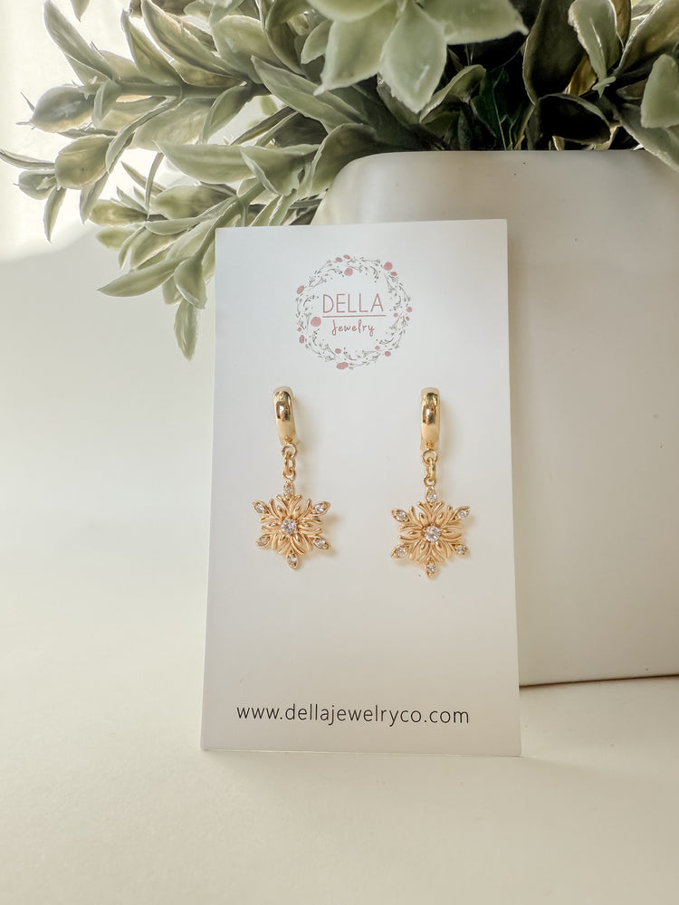 Golden Snowflake Earrings