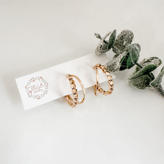 Sparkle Double Gold Hoops