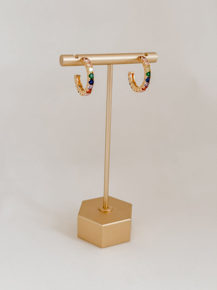 Rainbow Gemstone Hoops
