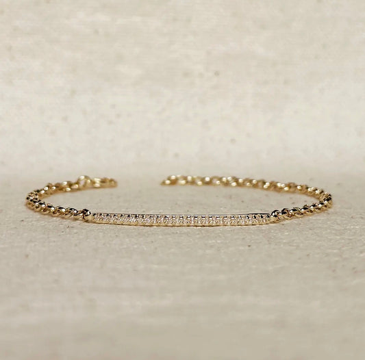 18k Gold Filled CZ Bar Bracelet