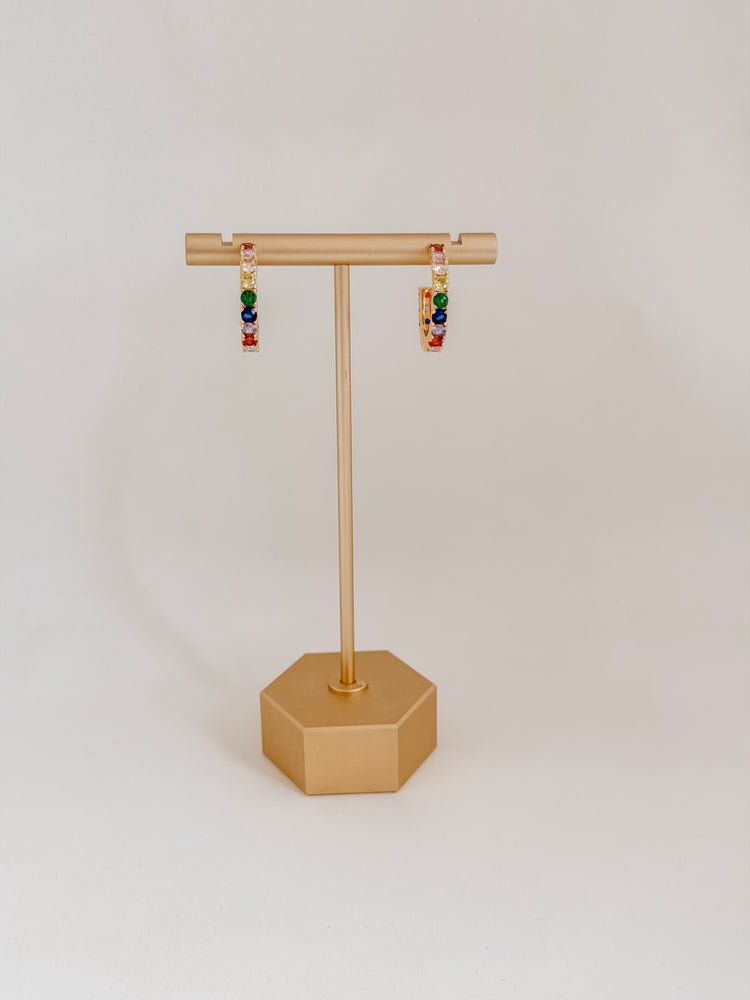 Rainbow Gemstone Hoops