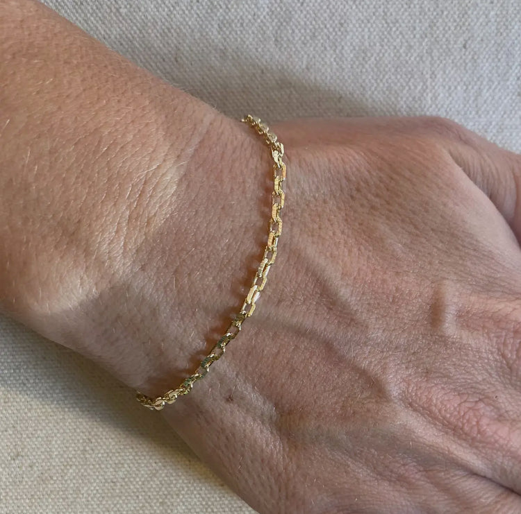 18k Gold Filled Diamond Cut Anchor Link Bracelet