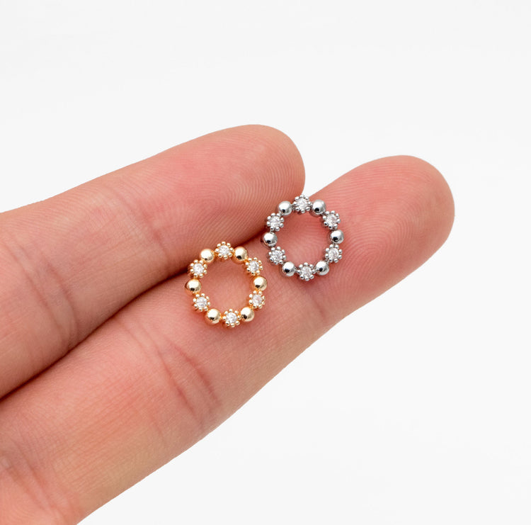 Circle “Wreath” CZ Studs