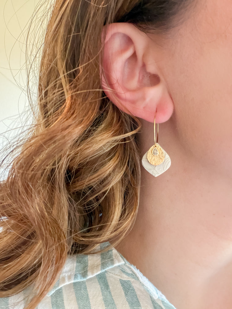 Oatmeal Subtle Floral Hoops