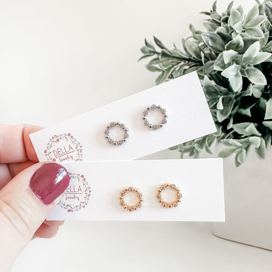 Circle “Wreath” CZ Studs