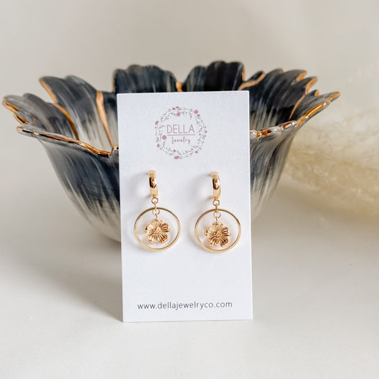Gold Floral Dangles