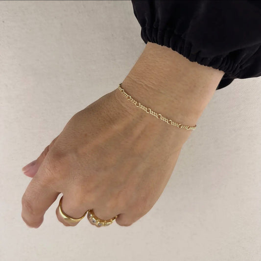 18k Gold Filled Rounded Figaro Chain Bracelet