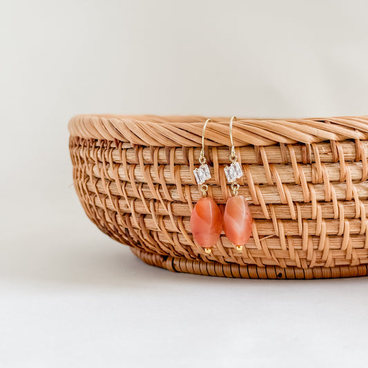 Carnelian Bead Drop Earrings