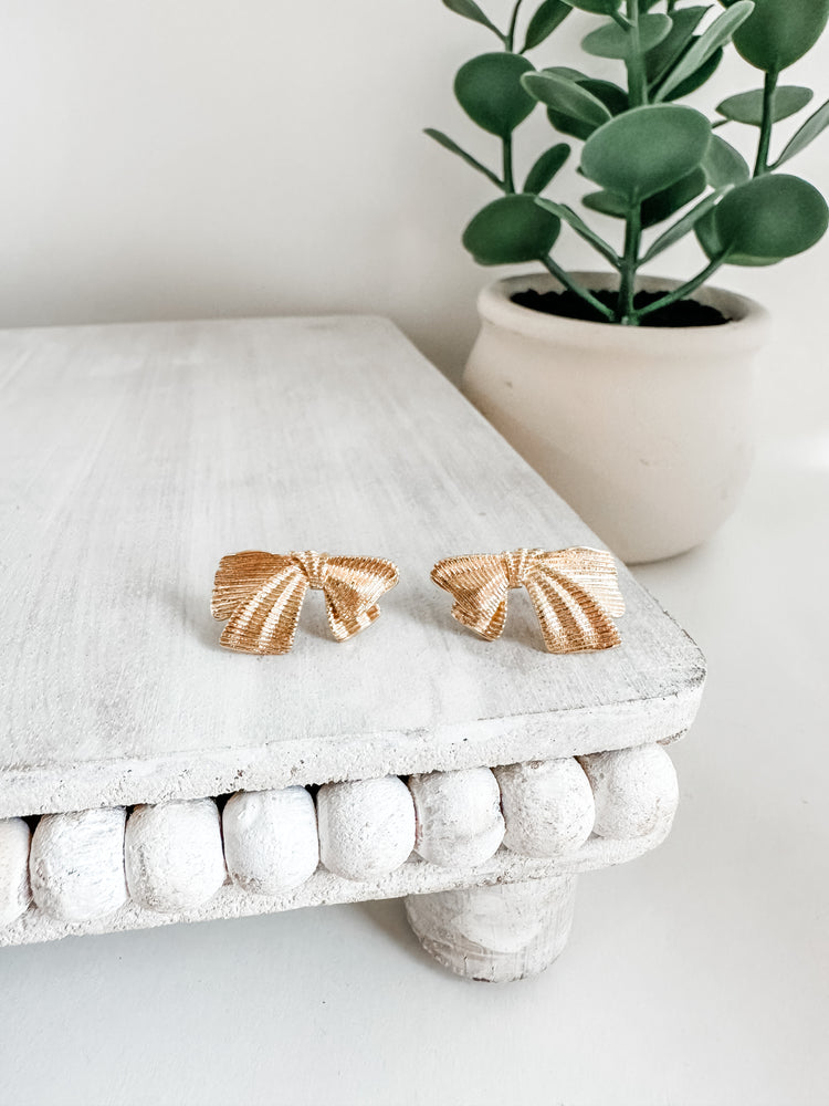 Gold Bowknot Studs