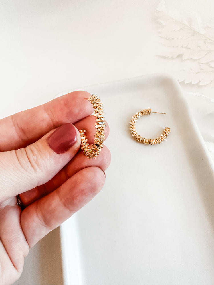 Gold Beaded Layer Hoops