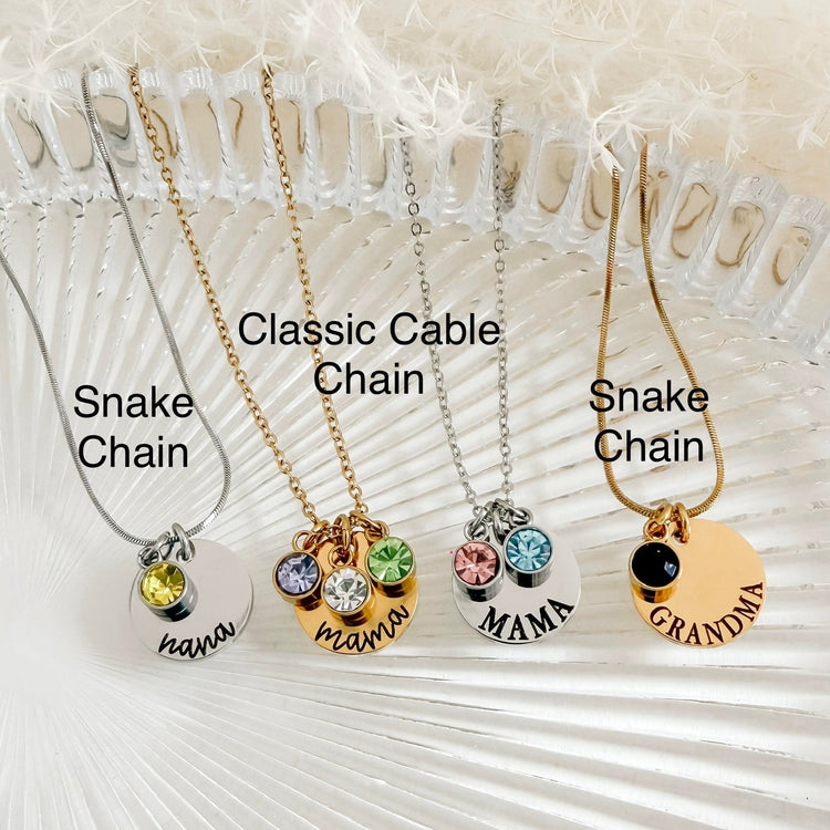 Personalized Name & Birthstone Charm Necklace