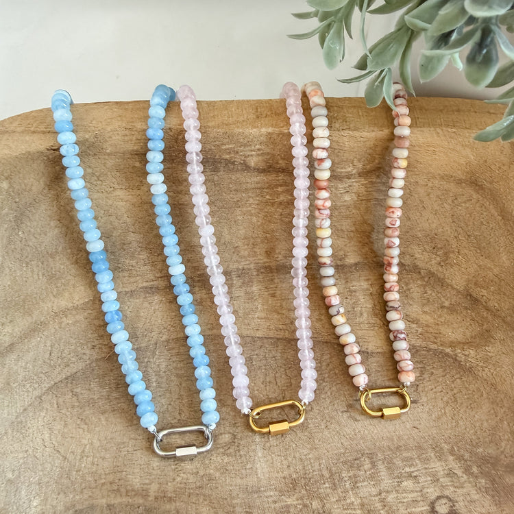 Beaded Carabiner Clasp Necklace