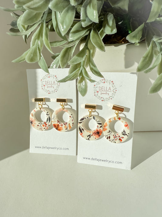 Autumn Bloom Polymer Clay Hoops