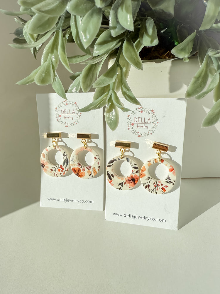 Autumn Bloom Polymer Clay Hoops
