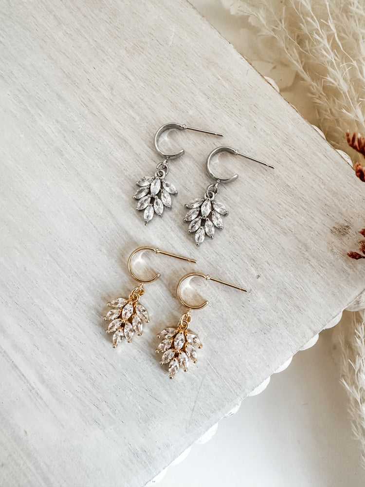 CZ Leaf Earrings