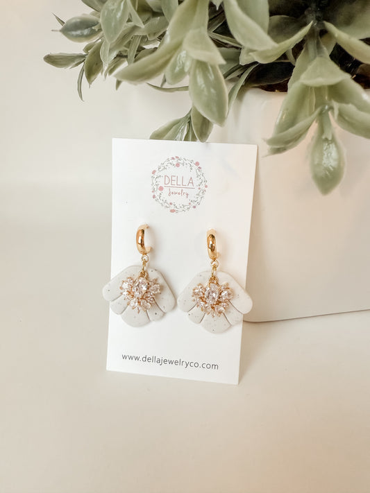 Stone White Petal Dangles