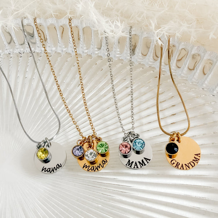 Personalized Name & Birthstone Charm Necklace
