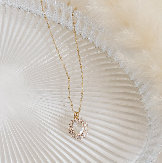 Oval CZ Pendant Necklace