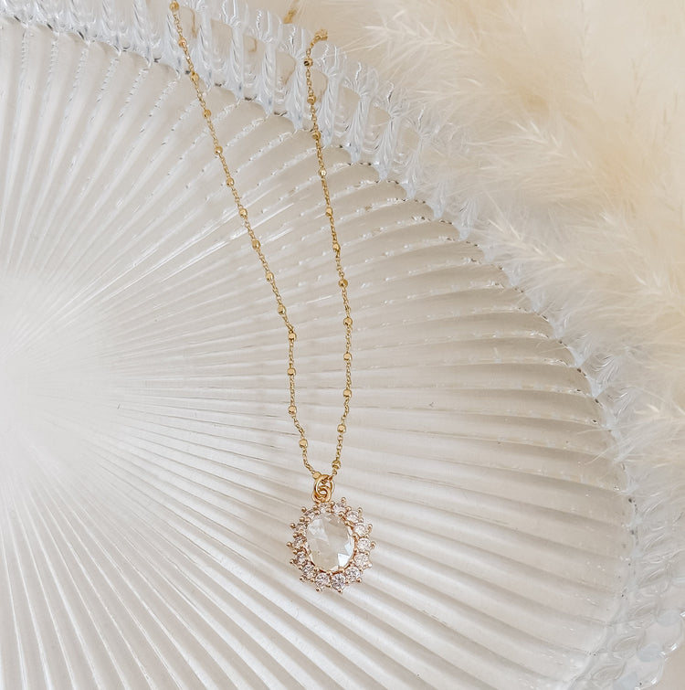 Oval CZ Pendant Necklace