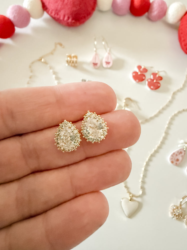 CZ Teardrop Studs