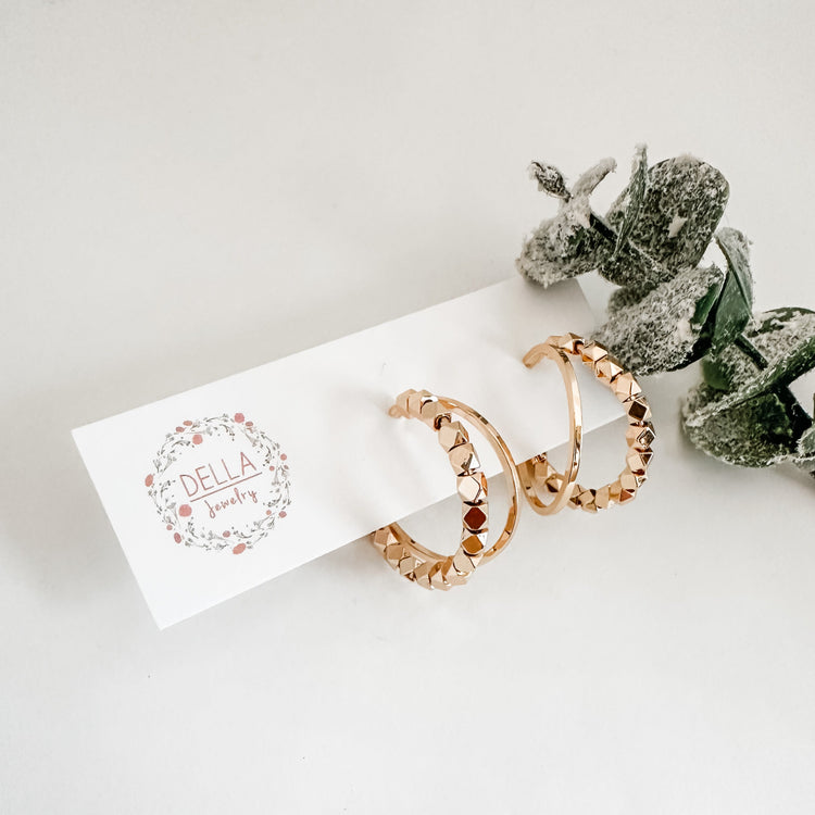 Sparkle Double Gold Hoops