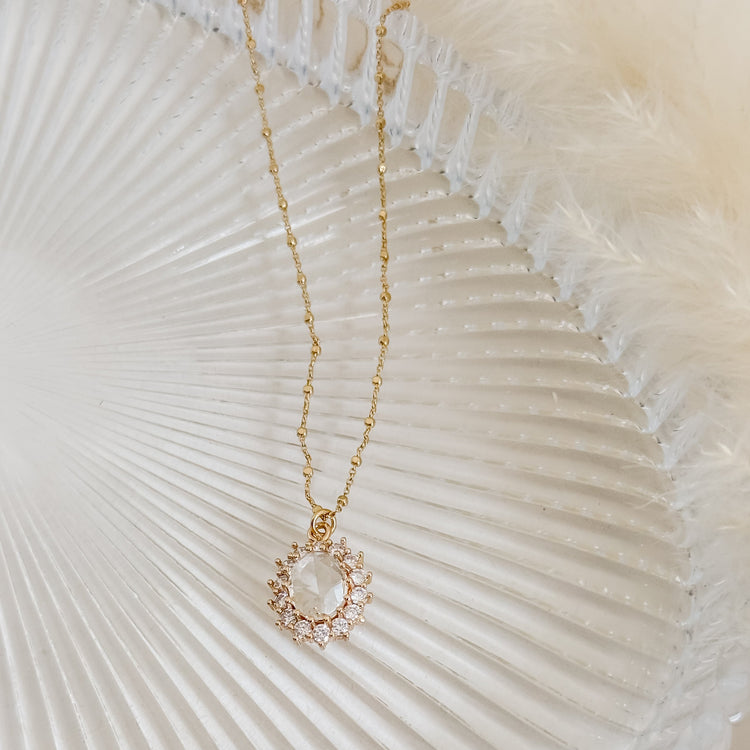 Oval CZ Pendant Necklace