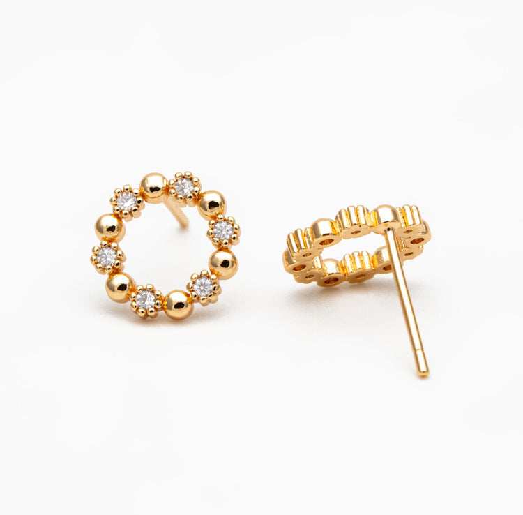 Circle “Wreath” CZ Studs