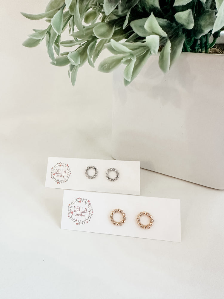 Circle “Wreath” CZ Studs