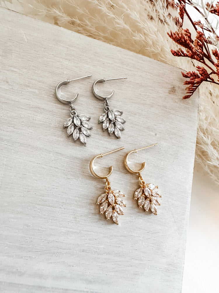 CZ Leaf Earrings