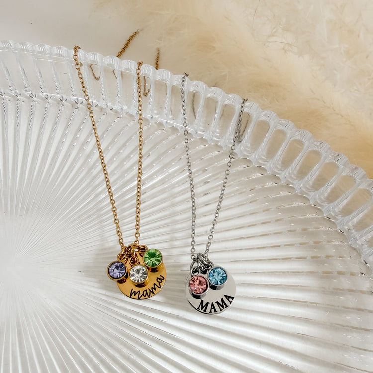 Personalized Name & Birthstone Charm Necklace