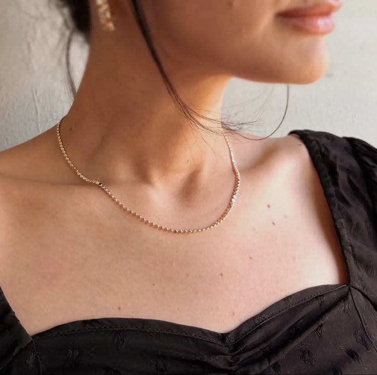 18k Gold Filled Flat Ball Chain Necklace