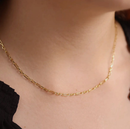 18k Gold Filled Alternated Paperclip Chain