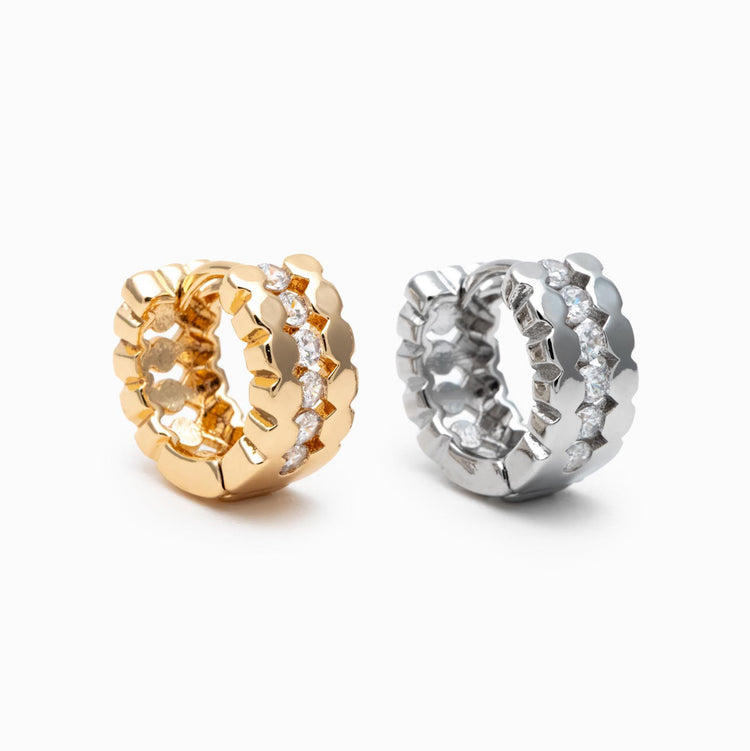 Round Detailed Huggie Hoops