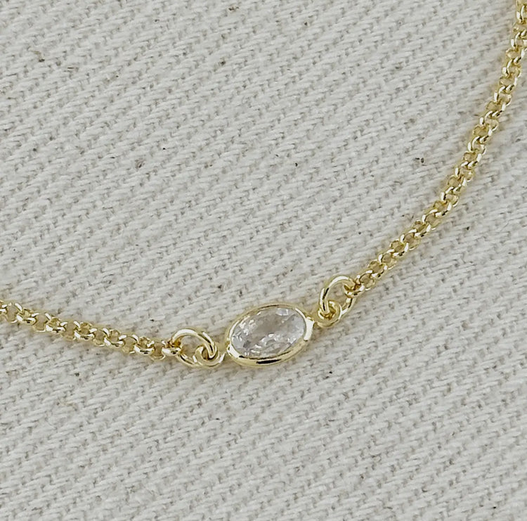 18k Gold Filled CZ Solitaire Bracelet