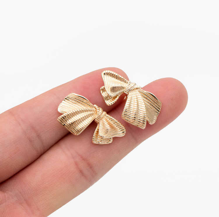 Gold Bowknot Studs