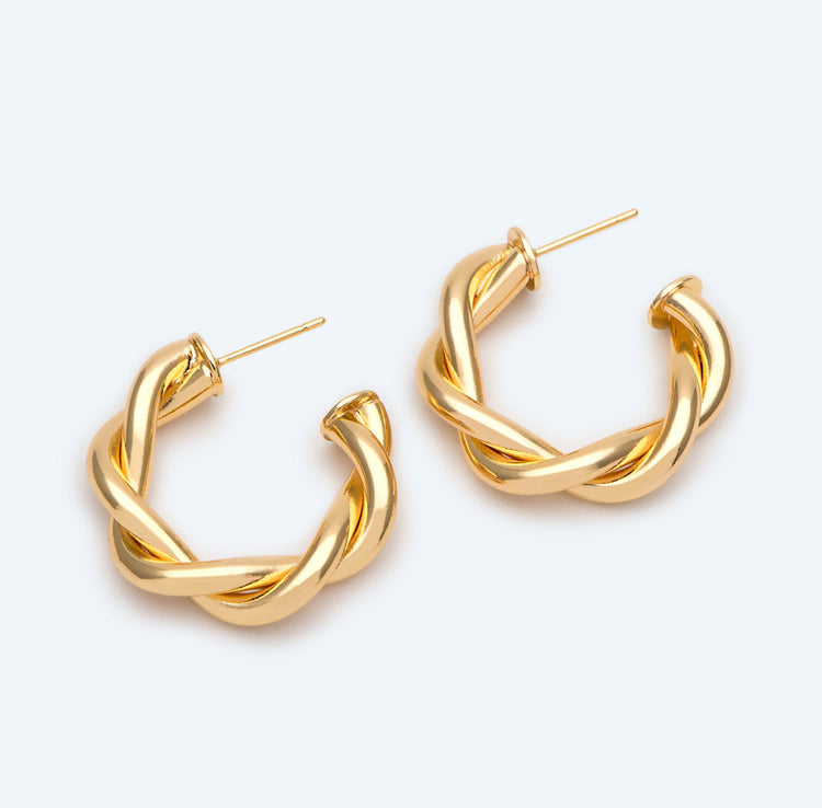 Twisted Chunky Gold Hoops