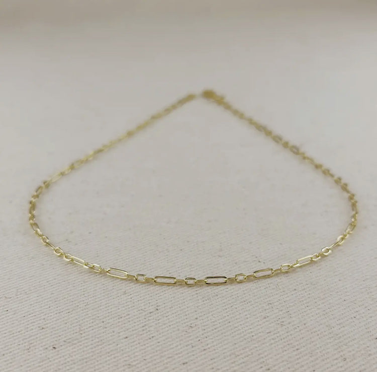 18k Gold Filled Alternated Paperclip Chain