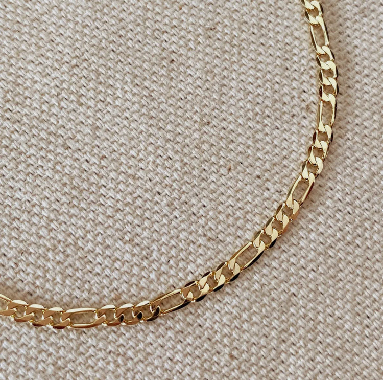 18k Gold Filled Figaro Chain Bracelet