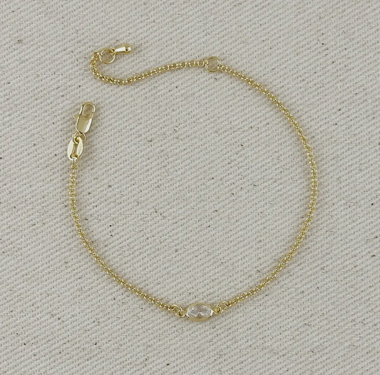 18k Gold Filled CZ Solitaire Bracelet