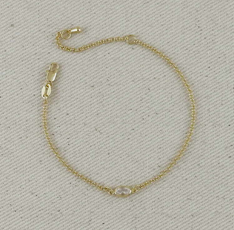 18k Gold Filled CZ Solitaire Bracelet