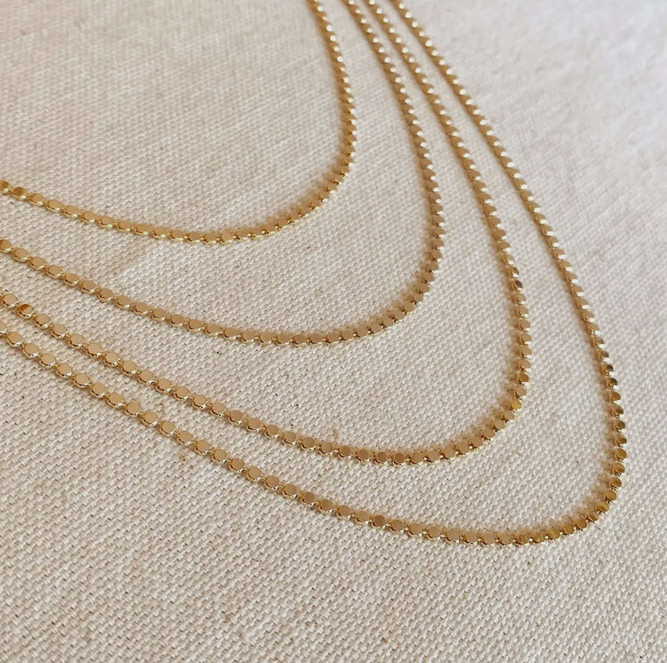 18k Gold Filled Flat Ball Chain Necklace