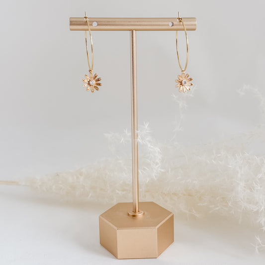 Gold Daisy Hoops