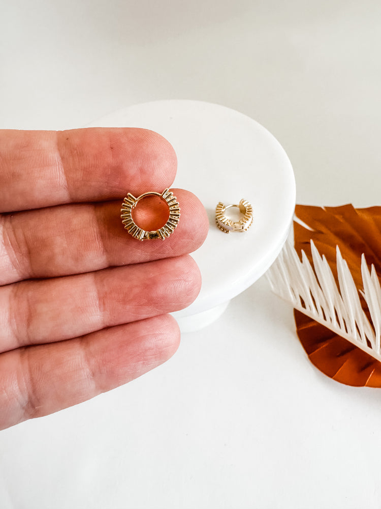 Dainty White Huggie Hoops