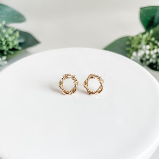 Twisted Circle Stud Earrings - Gold